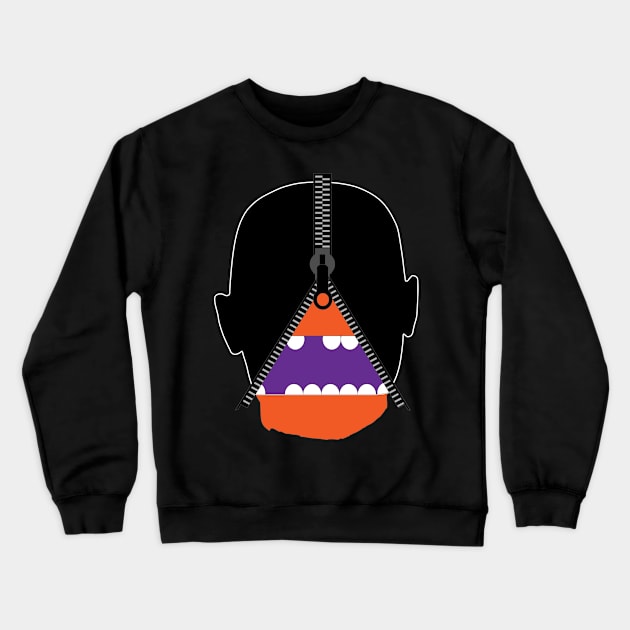 Impatient Halloween Monster Scary Orange True Face Zipper Crewneck Sweatshirt by K0tK0tu